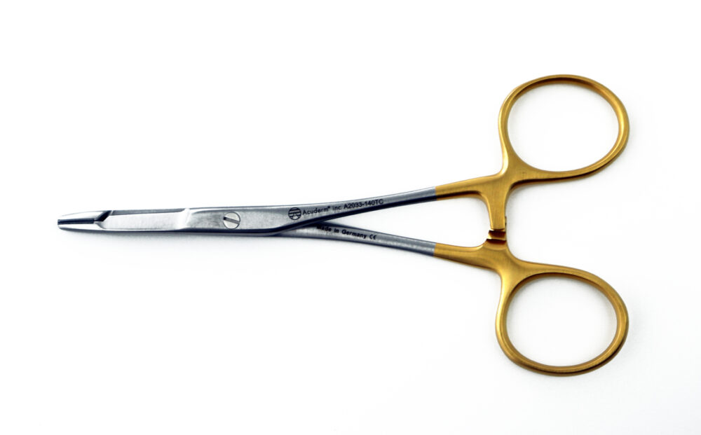 Olsen-Hegar Tungsten Carbide Smooth Needle Holders w/Scissor and square block 5-1/2" • 14cm